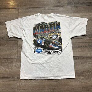 Nascar Mark Martin Salute to You Pocket Shirt Size XL White Y2K READ